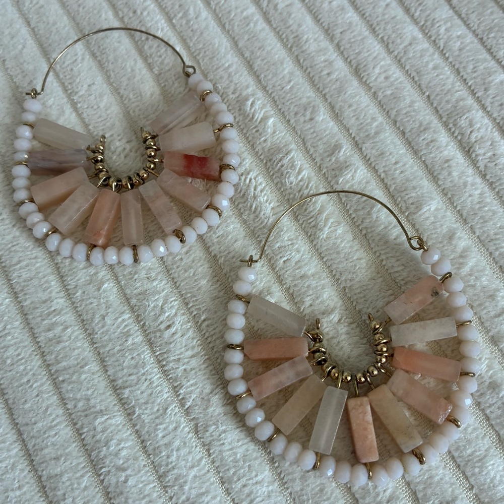 Statement Hoop Earrings | Gold, Pink, White